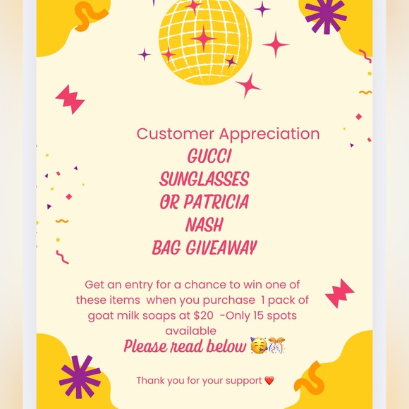 Giveaway Other - Enter The Customer Appreciation Gucci Sunnies  or PatriciaNash Bag GiveawaySee⬇️